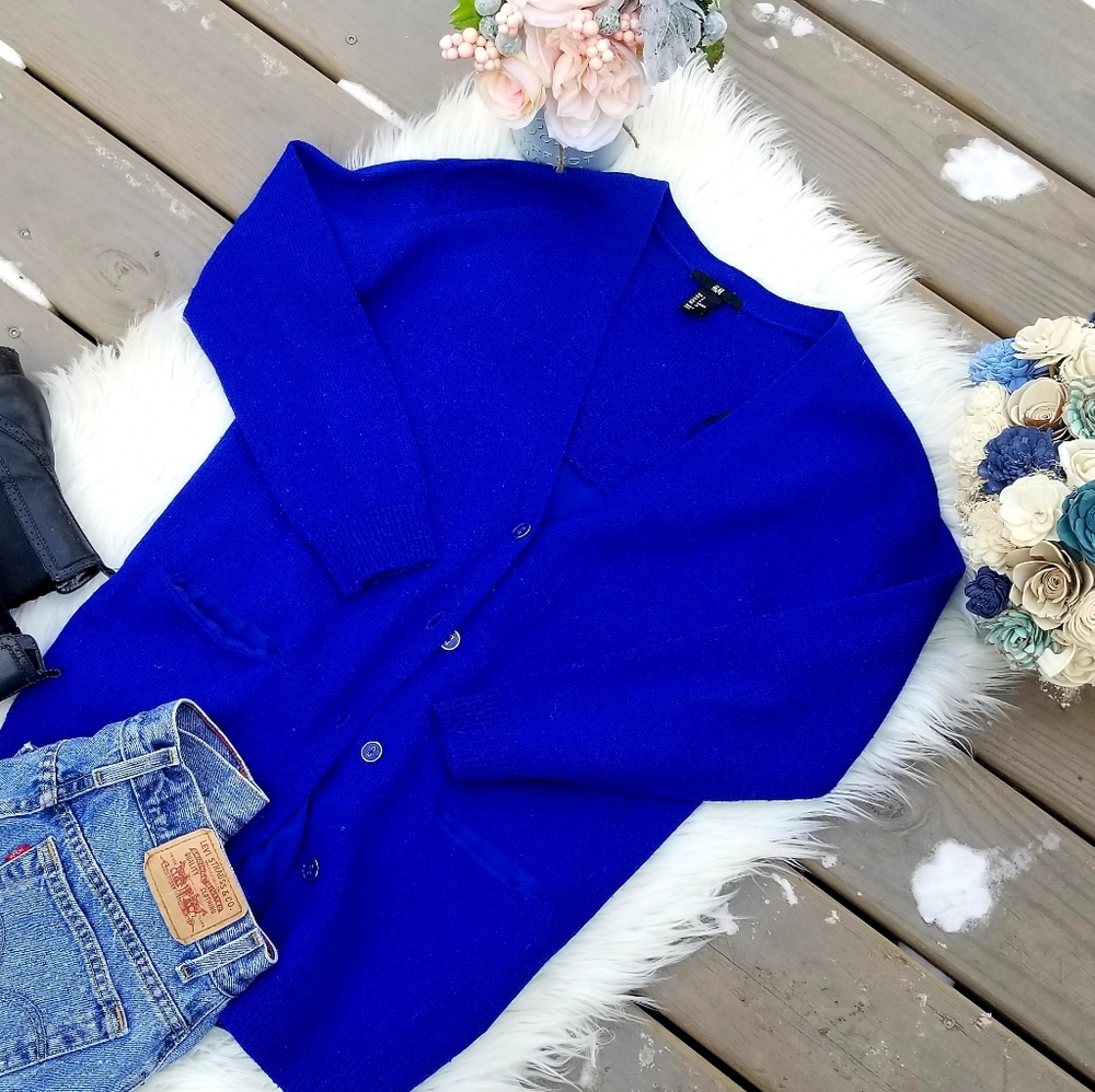 H&M royal blue boyfriend cardigan sweater